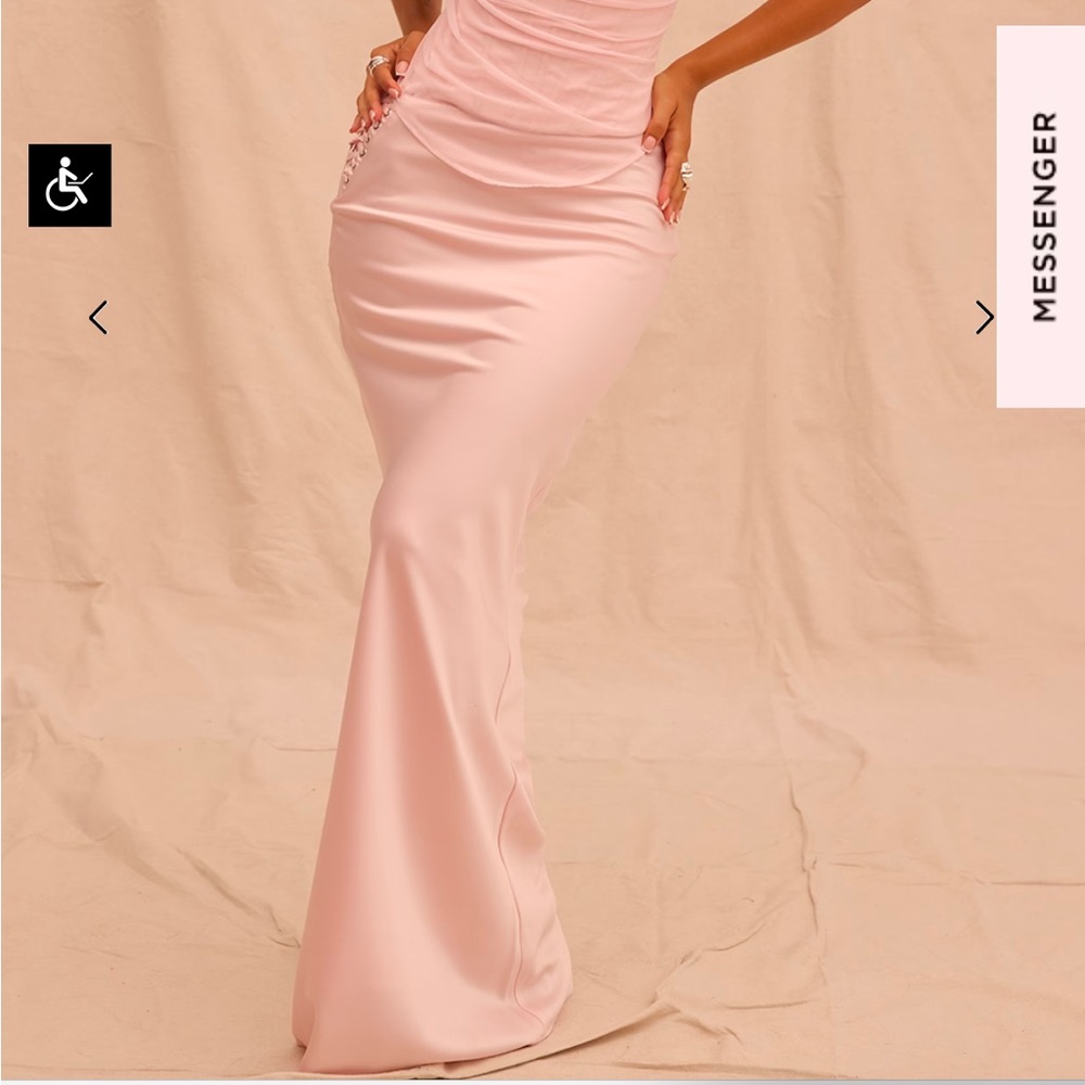 NWOT HOUSE OF CB 'Giuliana' Ballerina Pink Satin Maxi Skirt Sz S